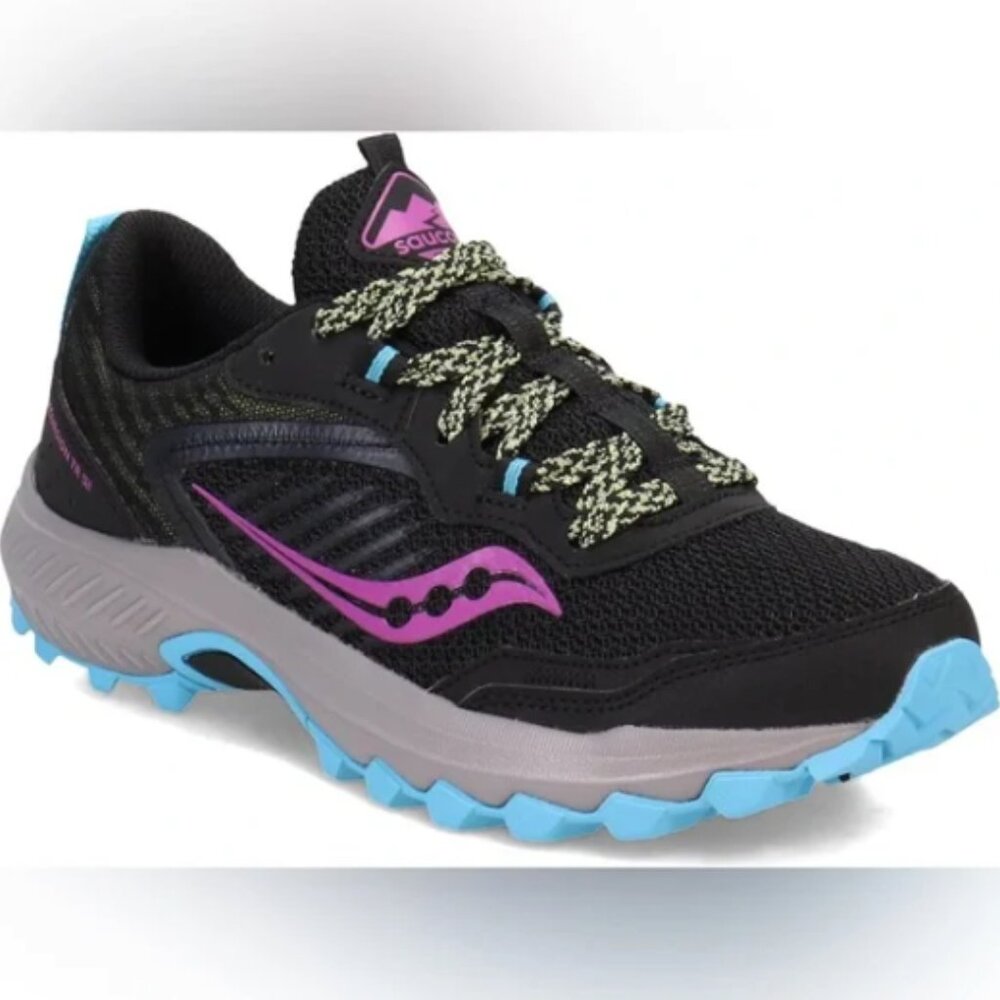 NIB Saucony Women's Excursion TR15 Trail Running Shoe Shade Black/raz/Lime 10